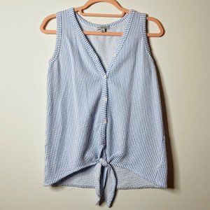 Seersucker Top Blue White Stripe